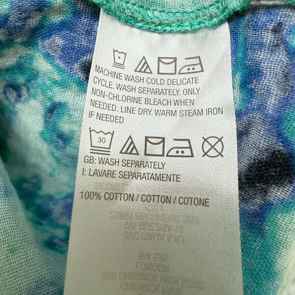 BELLE Kim Gravel Blue Tie Dye Top Size Medium Cotton Gauze Boho Womens Top - Picture 10 of 10